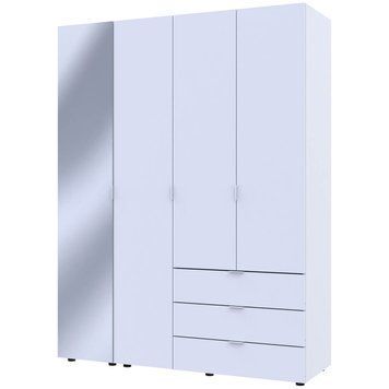 Шкаф распашной для одежды Гелар Doros (Дорос) 3 ДСП / Зеркало 155х49,5х203,4 см белый фото - Купить Шкафы DOROS | ДОРОС в эпицентре мебели GerborDesign.com.ua