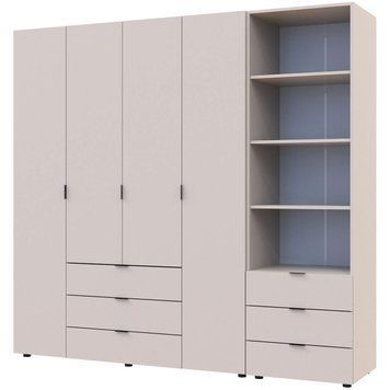 Шкаф для одежды Гелар Doros (Дорос) 4 ДСП с пеналом 215х49,5х203,4 см кашемир фото - Купить Шкафы DOROS | ДОРОС в эпицентре мебели GerborDesign.com.ua