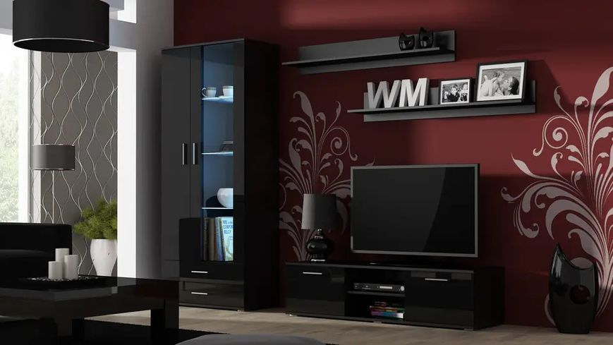 Тумба під телевізор SOHO Cama Meble RTV 140 S4 чорний / чорний глянець фото - Купити Тумби ТВ CAMA MEBLE в епіцентрі меблів GerborDesign.com.ua