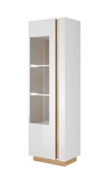 Вітрина висока Perfect Home Арко / Arco 1-дверна 1D1W/60 белый глянец / дуб грандсон фото - Купити Вітрини PERFECT HOME в епіцентрі меблів GerborDesign.com.ua