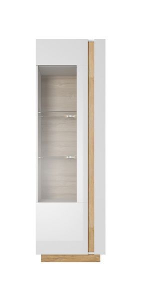 Витрина высокая Perfect Home Арко / Arco 1-дверная 1D1W/60 белый глянец / дуб грандсон фото - Купить Витрины PERFECT HOME в эпицентре мебели GerborDesign.com.ua
