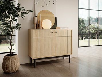 Комод Perfect Home Джапанді / Japandi K104 2-дверний Дуб линео фото - Купити Комоди PERFECT HOME в епіцентрі меблів GerborDesign.com.ua