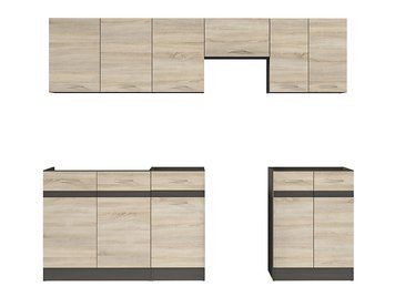 Кухня 230 см Junona Line BRW, кухонний гарнітур 2,3 м Black Red White венге / дуб сонома фото - Купити Кухні BLACK RED WHITE в епіцентрі меблів GerborDesign.com.ua
