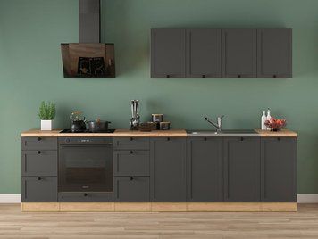 Кухня 300 см Junona Line BRW, кухонный гарнитур 3 м Black Red White дуб бернштайн / дуб сонома фото - Купить Кухни BLACK RED WHITE в эпицентре мебели GerborDesign.com.ua