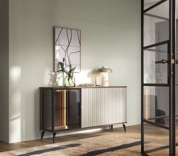 Комод з підсвіткою Вічі / Vici K154 3-дверний Perfect Home орех / кашемир фото - Купити Комоди PERFECT HOME в епіцентрі меблів GerborDesign.com.ua