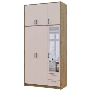 Шкаф с зеркалом и высокой антресолью Ронди Doros (Дорос) 3 ДСП 121х52х260 см дуб артизан / кашемир фото - Купить Шкафы DOROS | ДОРОС в эпицентре мебели GerborDesign.com.ua