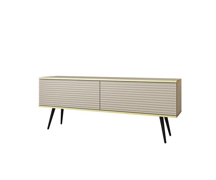 Тумба под телевизор Perfect Home Оро / Oro 2-дверная с черными ножками RTV135 MDF бежевый фото - Купить Тумбы ТВ PERFECT HOME в эпицентре мебели GerborDesign.com.ua