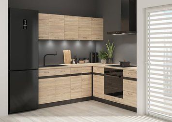 Угловая кухня 200x200 см Junona Line BRW, кухонный угловой гарнитур 2x2 м Black Red White венге / дуб сонома фото - Купить Кухни BLACK RED WHITE в эпицентре мебели GerborDesign.com.ua