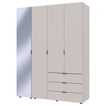 Шкаф распашной для одежды Гелар Doros (Дорос) 3 ДСП / Зеркало 155х49,5х203,4 см кашемир фото - Купить Шкафы DOROS | ДОРОС в эпицентре мебели GerborDesign.com.ua