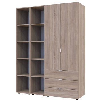Шкаф распашной для одежды Гелар Doros (Дорос) с 2 этажерками 2 ДСП 153,9х49,5х203,4 см дуб сонома фото - Купить Шкафы DOROS | ДОРОС в эпицентре мебели GerborDesign.com.ua