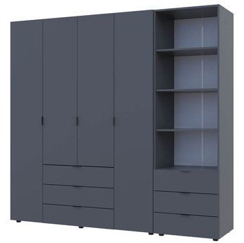 Шкаф для одежды Гелар Doros (Дорос) 4 ДСП с пеналом 215х49,5х203,4 см графит фото - Купить Шкафы DOROS | ДОРОС в эпицентре мебели GerborDesign.com.ua