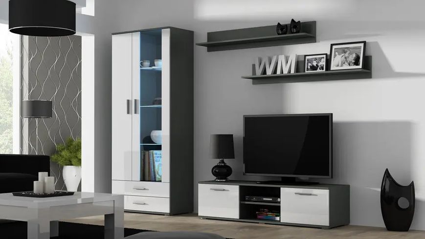 Тумба под телевизор SOHO Cama Meble RTV 140 S4 сірий / білий глянець фото - Купить Тумбы ТВ CAMA MEBLE в эпицентре мебели GerborDesign.com.ua