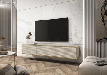 Тумба під телевізор навісна Perfect Home Оро / Oro 3-дверна RTV175 MDF бежевый фото - Купити Тумби ТВ PERFECT HOME в епіцентрі меблів GerborDesign.com.ua