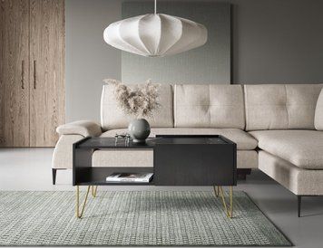 Стіл журнальний Perfect Home Гармонія / Harmony з 2 ящиками та золотими ніжками L97 черный / черный мрамор роял фото - Купити Столи журнальні PERFECT HOME в епіцентрі меблів GerborDesign.com.ua