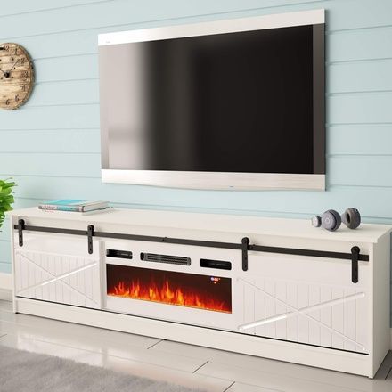 Тумба під телевізор з білим електрокаміном Granero Cama Meble, білий CAMA-GRANERO-RTV-KW-WHITE фото 1