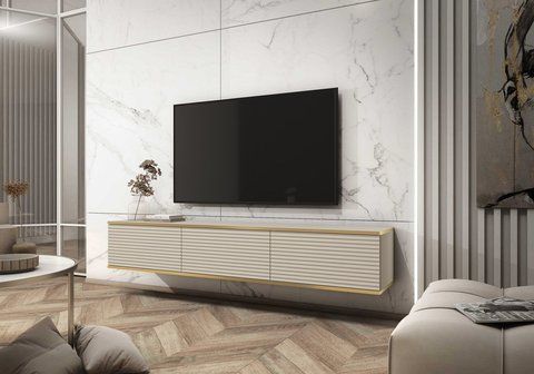 Тумба под телевизор навесная Perfect Home Оро / Oro 3-дверная RTV175 MDF бежевый фото - Купить Тумбы ТВ PERFECT HOME в эпицентре мебели GerborDesign.com.ua, Киев, Днепр, Львов, Луцк, Хмельницкий