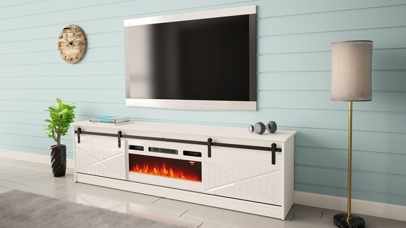 Тумба під телевізор з білим електрокаміном Granero Cama Meble, білий CAMA-GRANERO-RTV-KW-WHITE фото 3