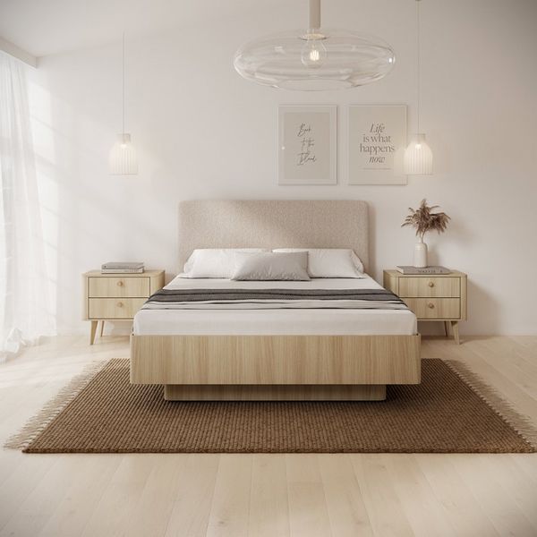 Кровать (каркас) Perfect Home Вики / Viki 160 с мягким изголовьем двуспальная Дуб баристый фото - Купить Кровати PERFECT HOME в эпицентре мебели GerborDesign.com.ua