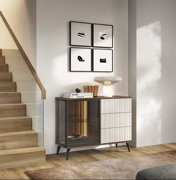 Комод з підсвіткою Вічі / Vici KSZ103 1-дверний з 3 шухлядами Perfect Home орех / кашемир фото - Купити Комоди PERFECT HOME в епіцентрі меблів GerborDesign.com.ua
