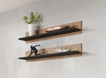 Полка (2 шт.) SOHO Cama Meble S5 дуб лефкас / чорний фото - Купить Навесные полки  CAMA MEBLE в эпицентре мебели GerborDesign.com.ua