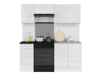 Кухня 180 см Junona Line BRW, кухонный гарнитур 1,8 м Black Red White белый / белый глянец фото - Купить Кухни BLACK RED WHITE в эпицентре мебели GerborDesign.com.ua
