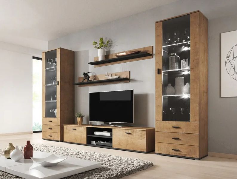 Полка (2 шт.) SOHO Cama Meble S5 дуб лефкас / чорний фото - Купить Навесные полки  CAMA MEBLE в эпицентре мебели GerborDesign.com.ua, Киев, Днепр, Львов, Луцк, Хмельницкий