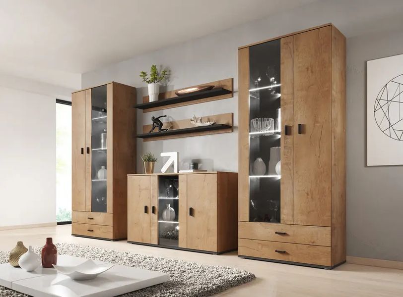 Полка (2 шт.) SOHO Cama Meble S5 дуб лефкас / чорний фото - Купить Навесные полки  CAMA MEBLE в эпицентре мебели GerborDesign.com.ua, Киев, Днепр, Львов, Луцк, Хмельницкий