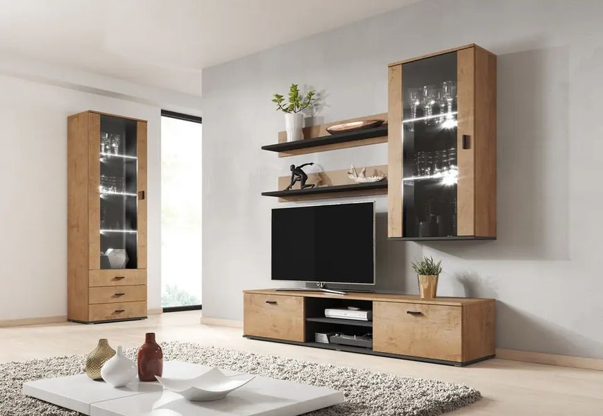 Полка (2 шт.) SOHO Cama Meble S5 дуб лефкас / чорний фото - Купить Навесные полки  CAMA MEBLE в эпицентре мебели GerborDesign.com.ua, Киев, Днепр, Львов, Луцк, Хмельницкий