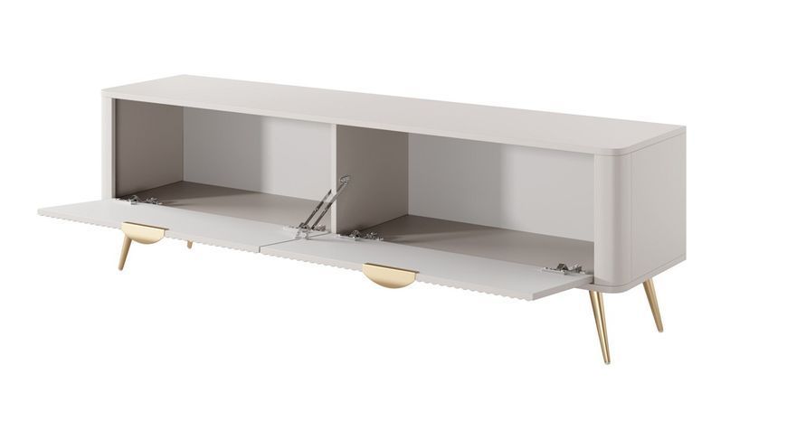 Тумба под телевизор Perfect Home Ланте / Lante 2-дверная с золотыми ножками 2D/163 бежевый фото - Купить Тумбы ТВ PERFECT HOME в эпицентре мебели GerborDesign.com.ua