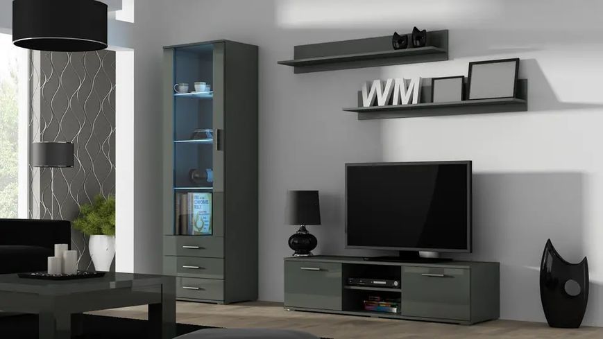Тумба под телевизор SOHO Cama Meble RTV 140 S4 сірий / сірий глянець фото - Купить Тумбы ТВ CAMA MEBLE в эпицентре мебели GerborDesign.com.ua, Киев, Днепр, Львов, Луцк, Хмельницкий