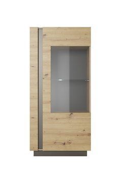 Вітрина низька Perfect Home Арко / Arco 1-дверна 1D1W/72 дуб артизан / графіт фото - Купити Вітрини PERFECT HOME в епіцентрі меблів GerborDesign.com.ua