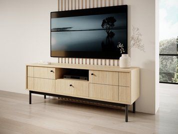 Тумба під ТВ Perfect Home Джапанді / Japandi RTV154 2-дверна з 1 шухядою Дуб линео фото - Купити Тумби ТВ PERFECT HOME в епіцентрі меблів GerborDesign.com.ua