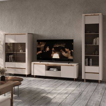 Стенка в гостиную Элегант БРВ (ВМК) Elegant BRW дуб ливорно / кашемир фото - Купить Гостиные БРВ | ВМК-Украина в эпицентре мебели GerborDesign.com.ua