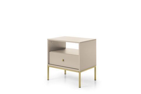 Тумба приліжкова Perfect Home Моно / Mono з 1 шухлядою та золотими ніжками MS54 беж песочный фото - Купити Тумби приліжкові PERFECT HOME в епіцентрі меблів GerborDesign.com.ua, Київ, Дніпро, Львів, Луцьк, Хмельницький