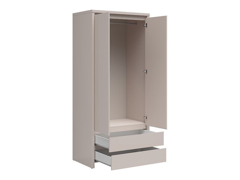 Двухдверный шкаф Kaspian BRW шириной 90 см с двумя выдвижными ящиками BLACK RED WHITE SZF2D2S кашемир фото - Купить Шкафы BLACK RED WHITE в эпицентре мебели GerborDesign.com.ua, Киев, Днепр, Львов, Луцк, Хмельницкий