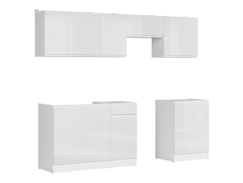 Кухня 240 см Junona Line BRW, кухонный гарнитур 2,4м Black Red White белый / белый глянец фото - Купить Кухни BLACK RED WHITE в эпицентре мебели GerborDesign.com.ua, Киев, Днепр, Львов, Луцк, Хмельницкий