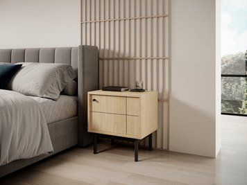 Тумба приліжкова Perfect Home Джапанді / Japandi S54 1-дверна Дуб линео фото - Купити Тумби приліжкові PERFECT HOME в епіцентрі меблів GerborDesign.com.ua