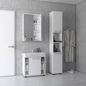 Комплект для ванної кімнати Міра Doros (Дорос) 84х33х183,5 білий фото - Купити Міра та Лола Дорос DOROS | ДОРОС в епіцентрі меблів GerborDesign.com.ua
