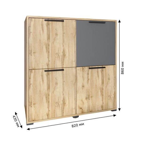 Тумба LION Краш 82x43x86 см (LION-041770) дуб артизан фото - Купить Комоды LION в эпицентре мебели GerborDesign.com.ua, Киев, Днепр, Львов, Луцк, Хмельницкий