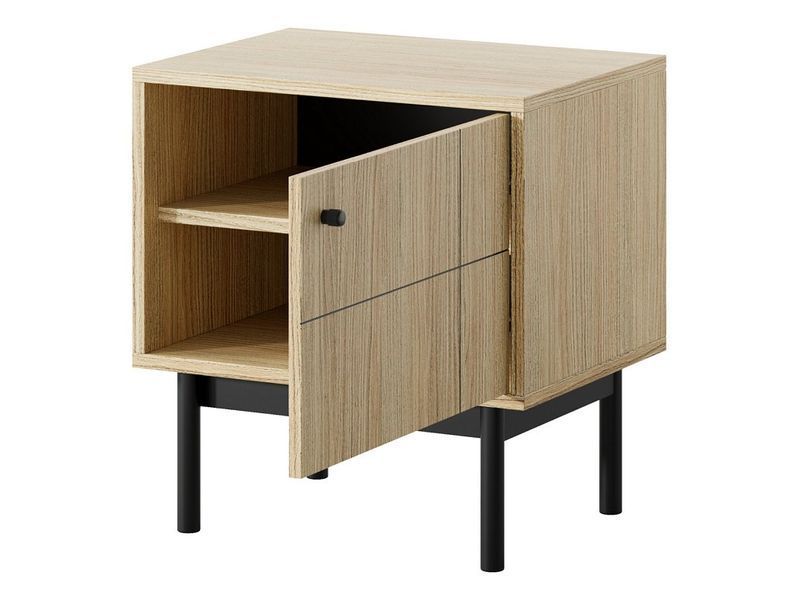 Тумба приліжкова Perfect Home Джапанді / Japandi S54 1-дверна Дуб линео фото - Купити Тумби приліжкові PERFECT HOME в епіцентрі меблів GerborDesign.com.ua