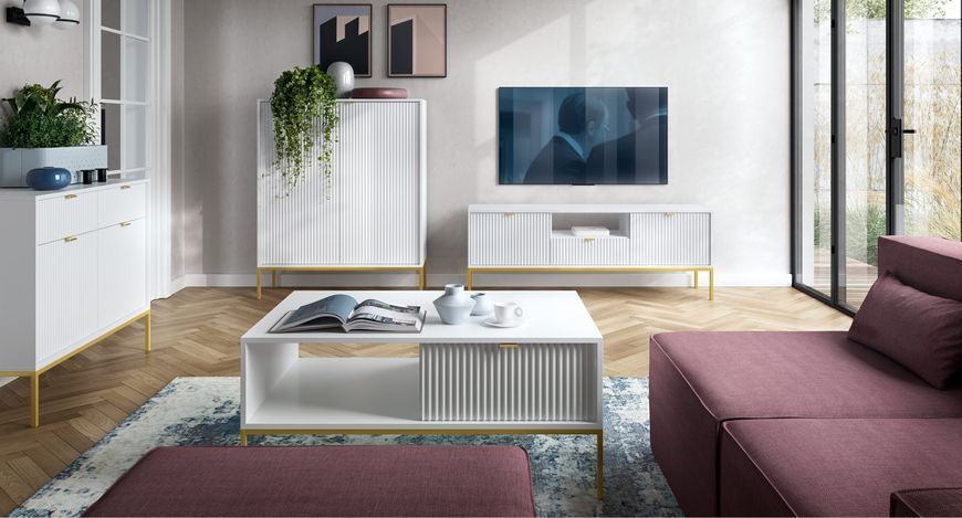 Комод Perfect Home Нова / Nova 2-дверный с 2 ​​ящиками и золотыми ножками KSZ104 белый фото - Купить Комоды PERFECT HOME в эпицентре мебели GerborDesign.com.ua