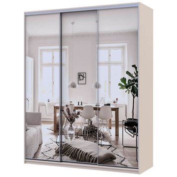 Шафа-купе Сіті Лайт Doros (Дорос) 3 Дзеркала 180х60х225 см кашемір фото - Купити Шафи-купе DOROS | ДОРОС в епіцентрі меблів GerborDesign.com.ua