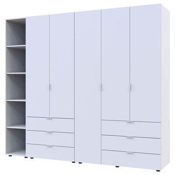 Шкаф распашной для одежды Гелар Doros (Дорос) с этажеркой 2+3 ДСП 231,9х49,5х203,4 см белый фото - Купить Шкафы DOROS | ДОРОС в эпицентре мебели GerborDesign.com.ua