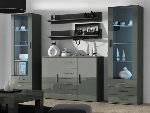 Вітальня SOHO Cama Meble 3 сірий / сірий глянець фото - Купити Вітальні CAMA MEBLE в епіцентрі меблів GerborDesign.com.ua, Київ, Дніпро, Львів, Луцьк, Хмельницький