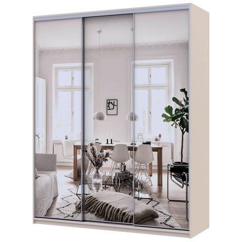 Шкаф-купе Сити Лайт Doros (Дорос) 3 Зеркала 180х60х225 см кашемир фото - Купить Шкафы-купе DOROS | ДОРОС в эпицентре мебели GerborDesign.com.ua, Киев, Днепр, Львов, Луцк, Хмельницкий