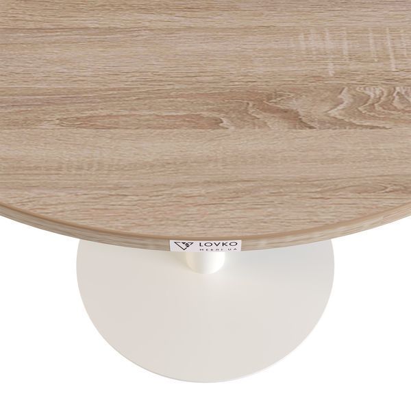 Стіл LOVKO Soul light d-70 білий метал / дуб ДСП (текстура)  фото - Купити Столи LOVKO в епіцентрі меблів GerborDesign.com.ua