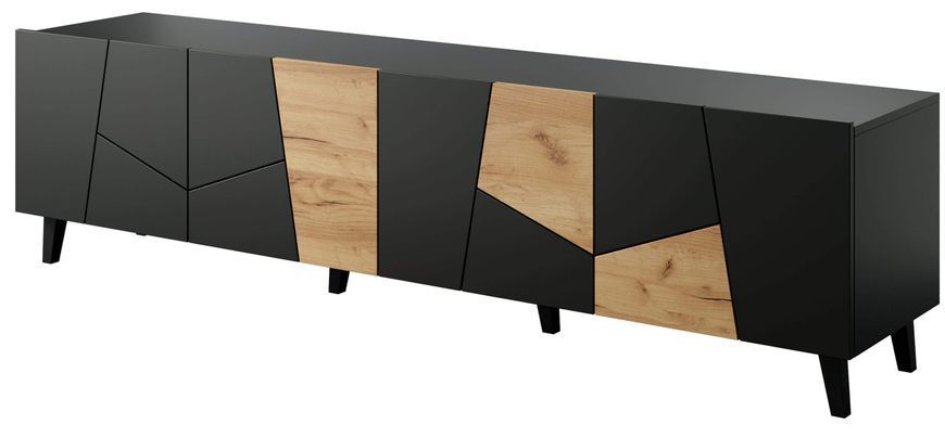 Тумба під телевізор CAMA ETNA 4D 200 у кольорі чорний / дуб крафт 4-двері, дуб крафт золотий / чорний фото 4 CAMA-ETNA-RTV4D-200