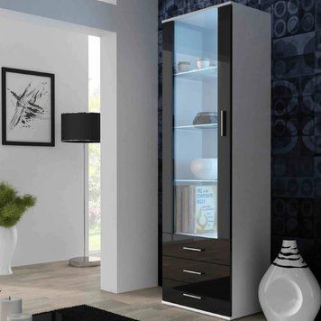 Вітрина SOHO Cama Meble S1, білий / чорний глянець SOHO-CAMA-WIT-S1-BI/CZ фото 1
