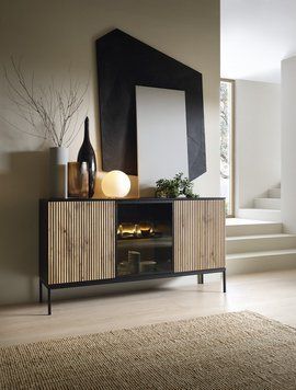 Комод з підсвіткою Perfect Home Сенто / Sento K154 3-дверний Черный/дуб один фото - Купити Комоди PERFECT HOME в епіцентрі меблів GerborDesign.com.ua