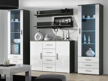 Гостиная SOHO Cama Meble 3 сірий / білий глянець фото - Купить Гостиные CAMA MEBLE в эпицентре мебели GerborDesign.com.ua